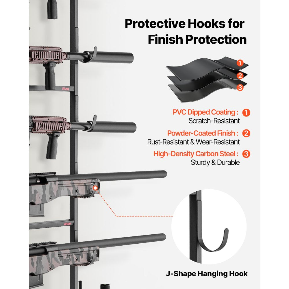 VEVOR Gun Rack, Floor Standing, Indoor Rifle Shotgun Rack Stand with Storage Shelf, for Wall Mount Gun Display Stand, Holds up to 5 Rifles, Heavy Duty Steel, for Home Garage Hunting Long Guns Storage