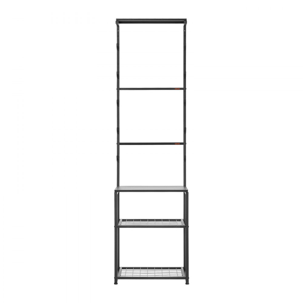 VEVOR Gun Rack, Floor Standing, Indoor Rifle Shotgun Rack Stand with Storage Shelf, for Wall Mount Gun Display Stand, Holds up to 5 Rifles, Heavy Duty Steel, for Home Garage Hunting Long Guns Storage
