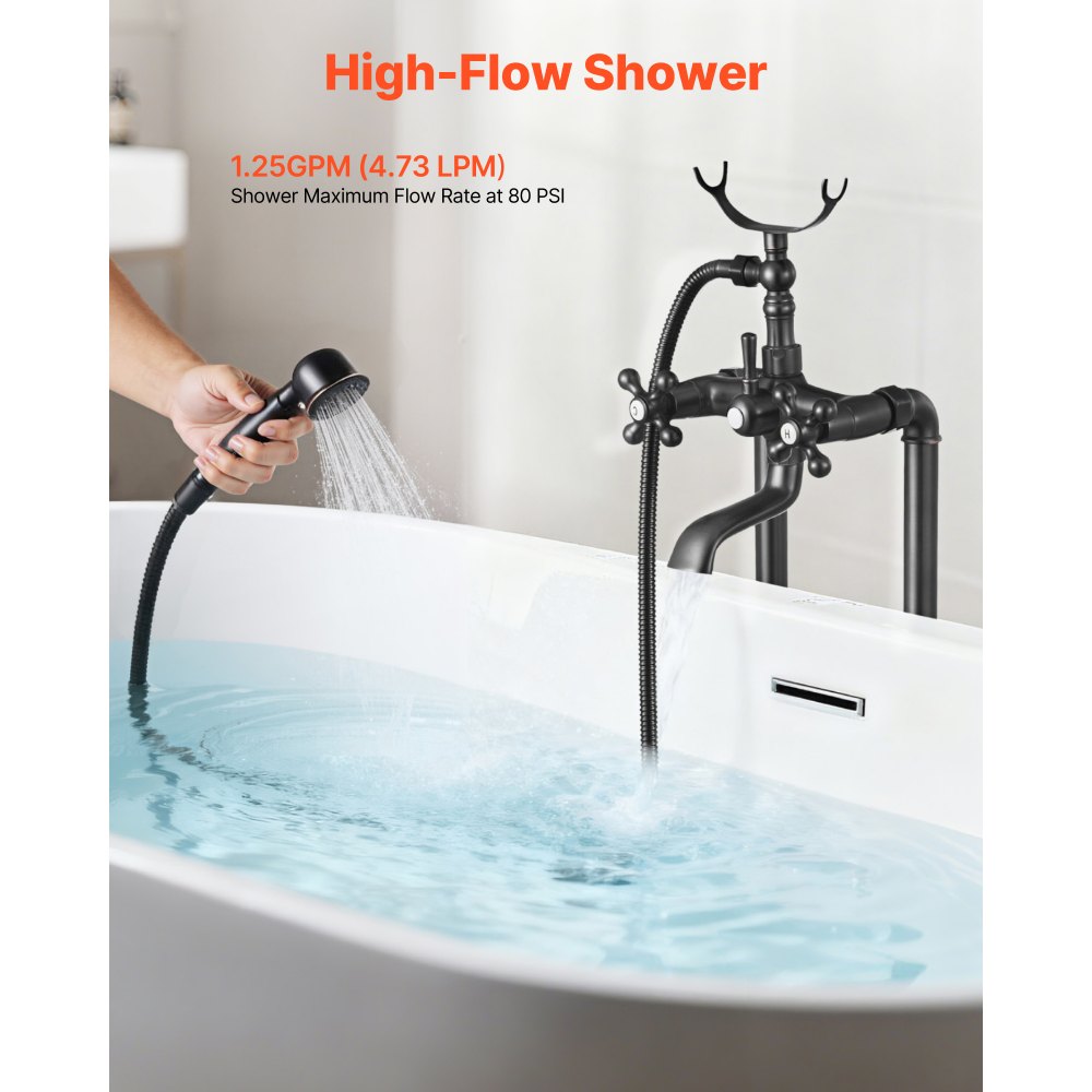 VEVOR Clawfoot Bathtub Faucet, Freestanding Tub Faucets with Handheld Shower, Vintage Oil-Rubbed Bronze Tub Filler Faucet Shower Kit with 360° Rotation Spout & 59-inch Long Hose for Bathtubs