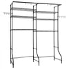 VEVOR Over Washer and Dryer Storage Shelves, 6 Tiers Laundry Room Drying Rack with Hanger Rod and Hooks, Two Rows Adjustable Washer Shelves Space Saver, for Laundry Room Storage & Organization, Black