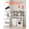 VEVOR Over Washer and Dryer Storage Shelves, 4 Tiers Laundry Room Drying Rack with Hanger Rod and Hooks, Two Rows Adjustable Washer Shelves Space Saver, for Laundry Room Storage & Organization, Black