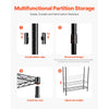VEVOR Over Washer and Dryer Storage Shelves, 4 Tiers Laundry Room Drying Rack with Hanger Rod and Hooks, Two Rows Adjustable Washer Shelves Space Saver, for Laundry Room Storage & Organization, Black