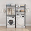 VEVOR Over Washer and Dryer Storage Shelves, 4 Tiers Laundry Room Drying Rack with Hanger Rod and Hooks, Two Rows Adjustable Washer Shelves Space Saver, for Laundry Room Storage & Organization, Black