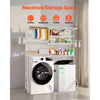 VEVOR Over Washer and Dryer Storage Shelves, 6 Tiers Laundry Room Drying Rack with Hanger Rod and Hooks, Two Rows Adjustable Washer Shelves Space Saver, for Laundry Room Storage & Organization, White