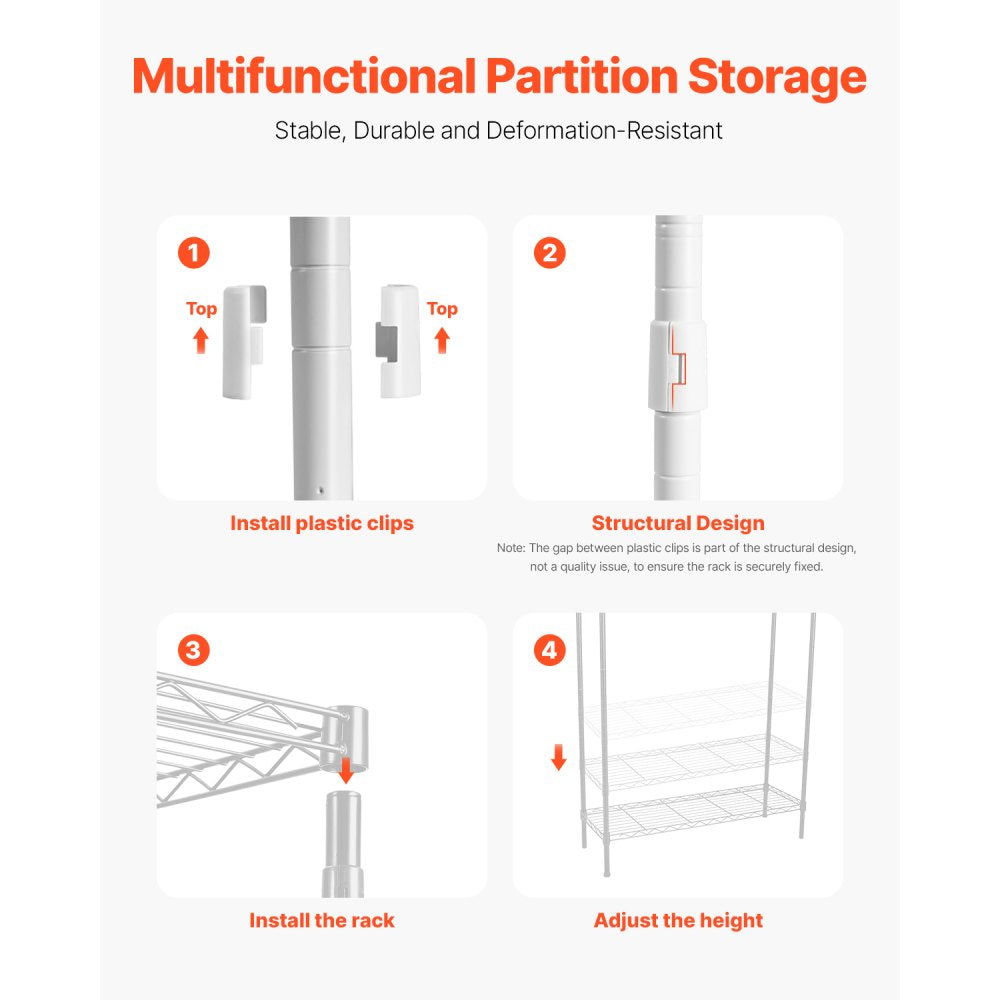 VEVOR Over Washer and Dryer Storage Shelves, 6 Tiers Laundry Room Drying Rack with Hanger Rod and Hooks, Two Rows Adjustable Washer Shelves Space Saver, for Laundry Room Storage & Organization, White