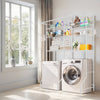 VEVOR Over Washer and Dryer Storage Shelves, 6 Tiers Laundry Room Drying Rack with Hanger Rod and Hooks, Two Rows Adjustable Washer Shelves Space Saver, for Laundry Room Storage & Organization, White