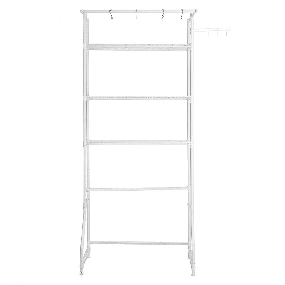 VEVOR Over Washer and Dryer Storage Shelf, 3 Tiers Laundry Room Drying Rack with Hanger Rod and Hooks, Single Row Adjustable Washer Shelves Space Saver, for Laundry Room Storage & Organization, White
