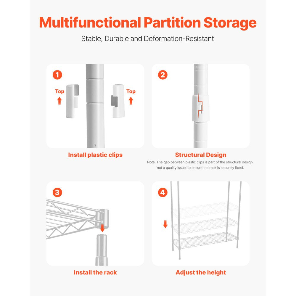 VEVOR Over Washer and Dryer Storage Shelves, 5 Tiers Laundry Room Drying Rack with Hanger Rod and Hooks, Two Rows Adjustable Washer Shelves Space Saver, for Laundry Room Storage & Organization, White