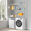 VEVOR Over Washer and Dryer Storage Shelves, 5 Tiers Laundry Room Drying Rack with Hanger Rod and Hooks, Two Rows Adjustable Washer Shelves Space Saver, for Laundry Room Storage & Organization, White