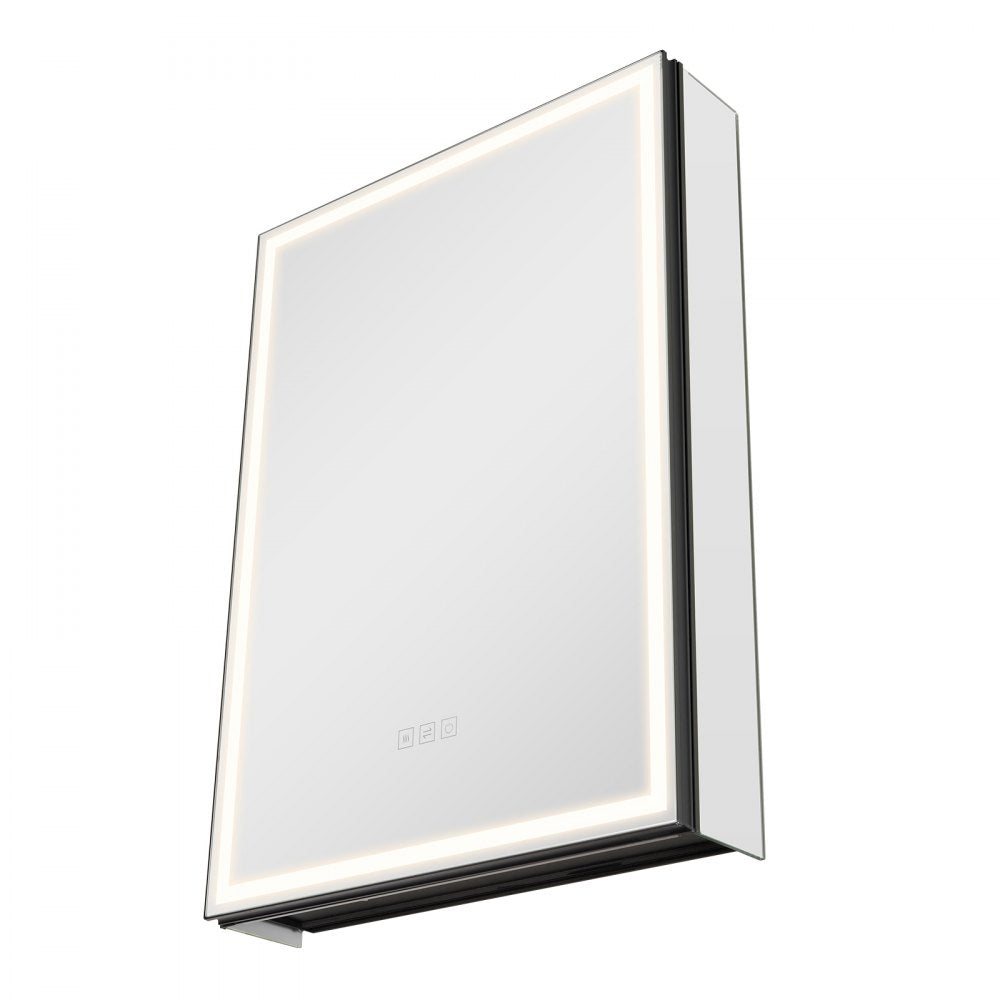VEVOR Lighted Medicine Cabinet with Mirror, 20 x 28 in Recessed or Wall Mount, 3 Color Dimmable LED Bathroom Medicine Cabinet with Bottom Lighting, Adjustable Shelve Storage, Memory Defog Function