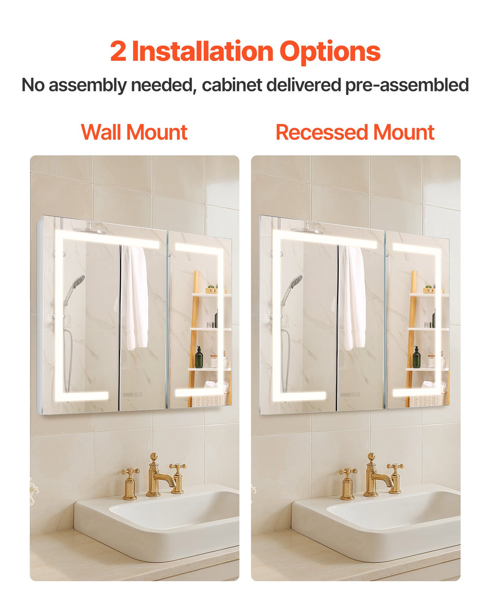 Wall mount vs recessed mount installation options