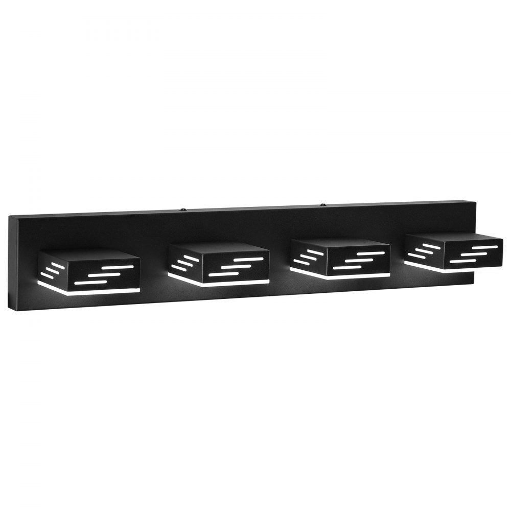 VEVOR 4-Light LED Modern Vanity Light Fixtures, 25.59-Inch, Black Finish Bathroom Wall Lighting Fixture Over Mirror, with IP44 Waterproof, for Bathroom, Living Room, Bedroom, Hallway, Cool White 6000K