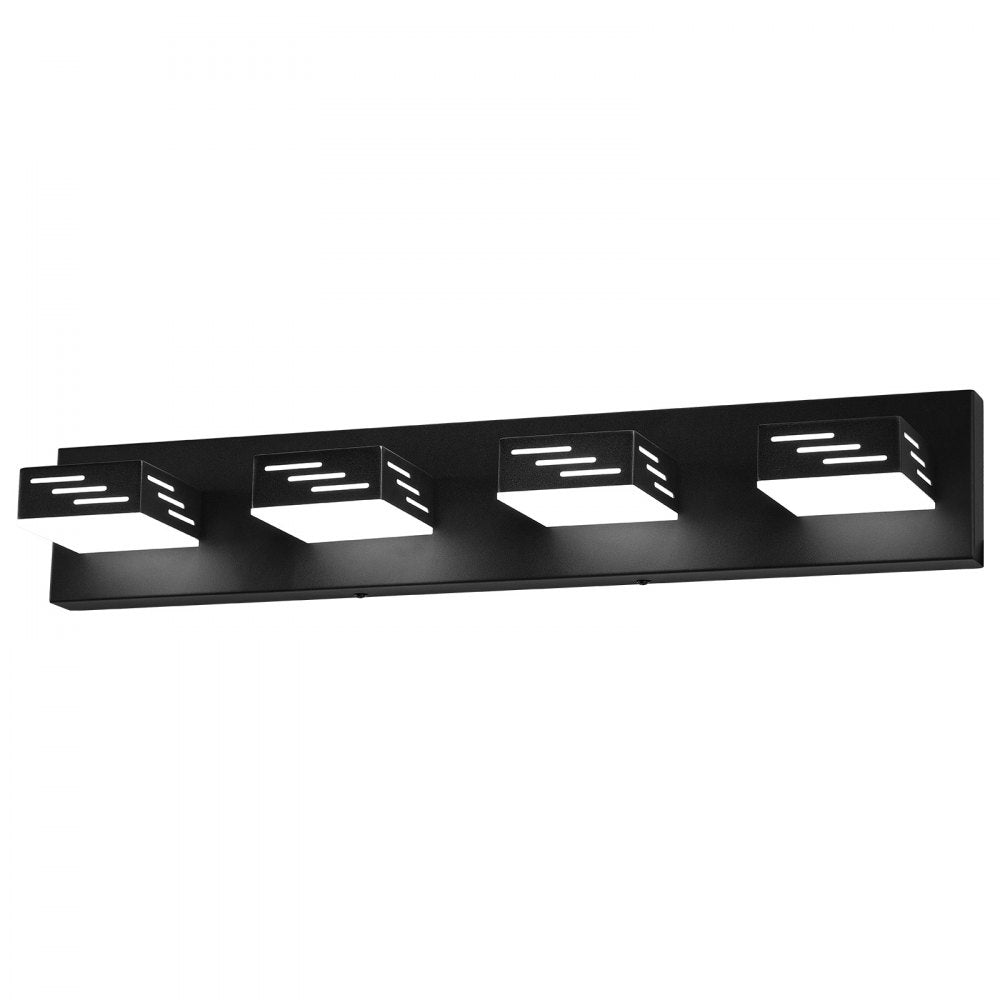 VEVOR 4-Light LED Modern Vanity Light Fixtures, 25.59-Inch, Black Finish Bathroom Wall Lighting Fixture Over Mirror, with IP44 Waterproof, for Bathroom, Living Room, Bedroom, Hallway, Cool White 6000K