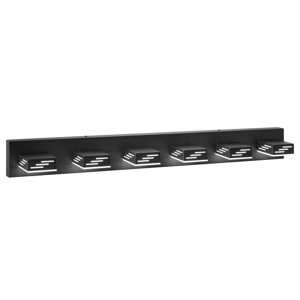VEVOR 6-Light LED Modern Vanity Light Fixtures, 40.35-Inch, Black Finish Bathroom Wall Lighting Fixture Over Mirror, with IP44 Waterproof, for Bathroom, Living Room, Bedroom, Hallway, Cool White 6000K