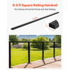 VEVOR 6.5 ft Stainless Steel Handrail, Rectangular Top Stair Deck Hand Rail for Outdoor/Indoor Steps with End Cap,Matte Black Coating Adjustable Metal Stair Rail for Cable Railing Kit