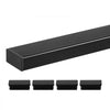 VEVOR 6.5 ft Stainless Steel Handrail, Rectangular Top Stair Deck Hand Rail for Outdoor/Indoor Steps with End Cap,Matte Black Coating Adjustable Metal Stair Rail for Cable Railing Kit