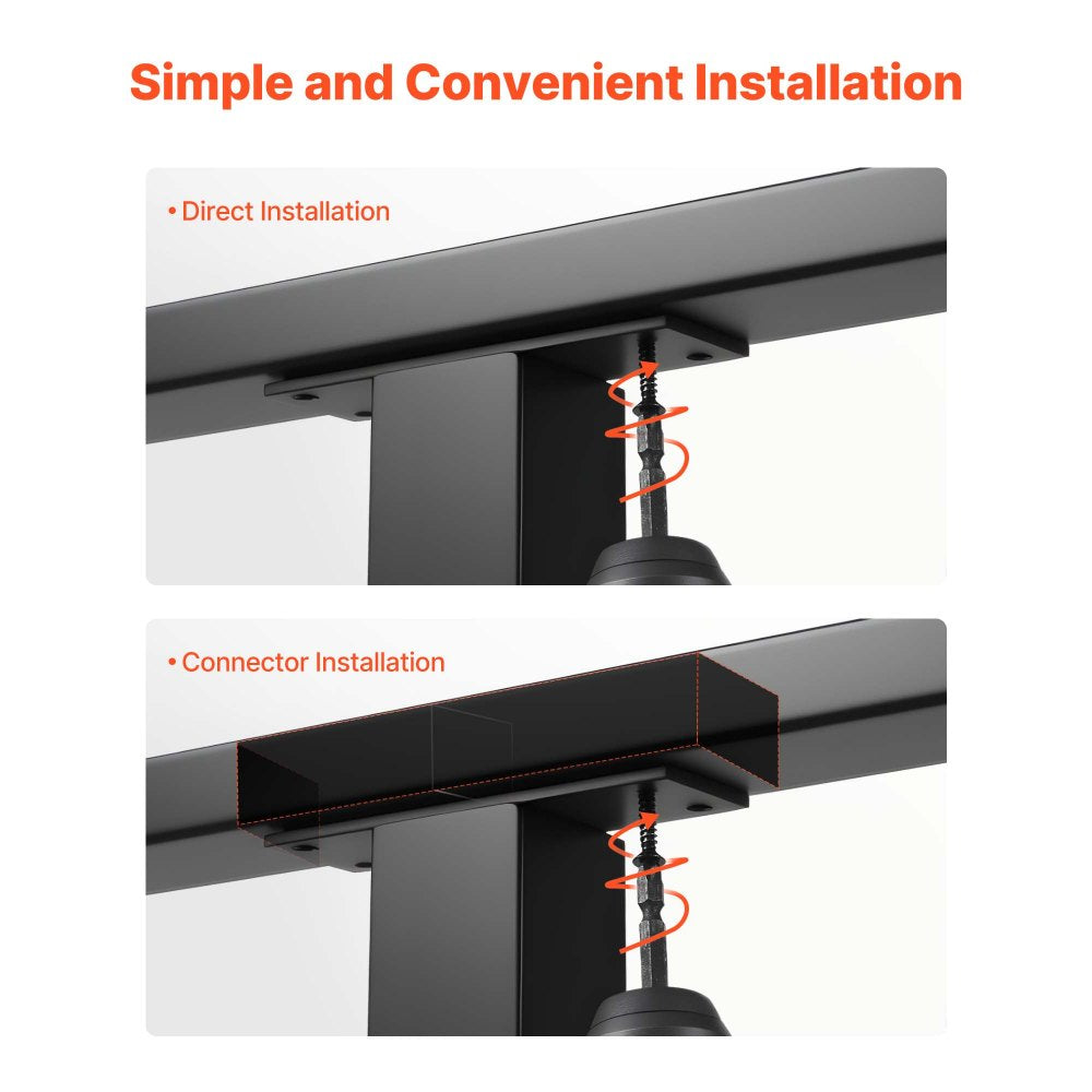 VEVOR 4 Pack 6.5 ft Stainless Steel Handrail, Rectangular Top Stair Deck Hand Rail for Outdoor/Indoor Steps with End Cap,Matte Black Coating Adjustable Metal Stair Rail for Cable Railing Kit