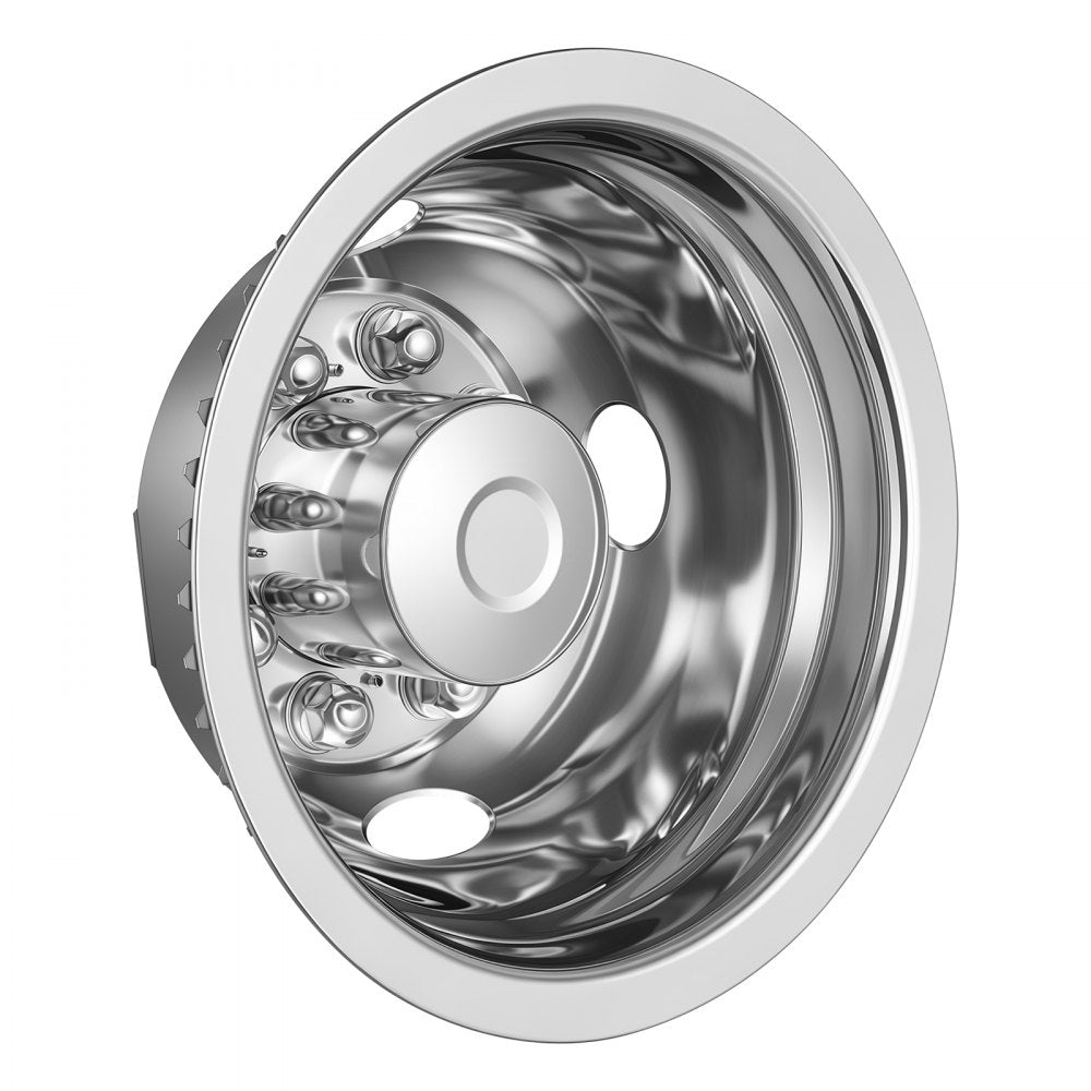 VEVOR 16-Inch Wheel Simulator 8 Lug SUS304 Stainless Steel Rear Wheel Cover, Fit 1975-2025 Ford E350, E450 Models, 4 Hand Holes, Heavy-Duty Polished Appearance, Upgrade Replacements, for Trucks RVs