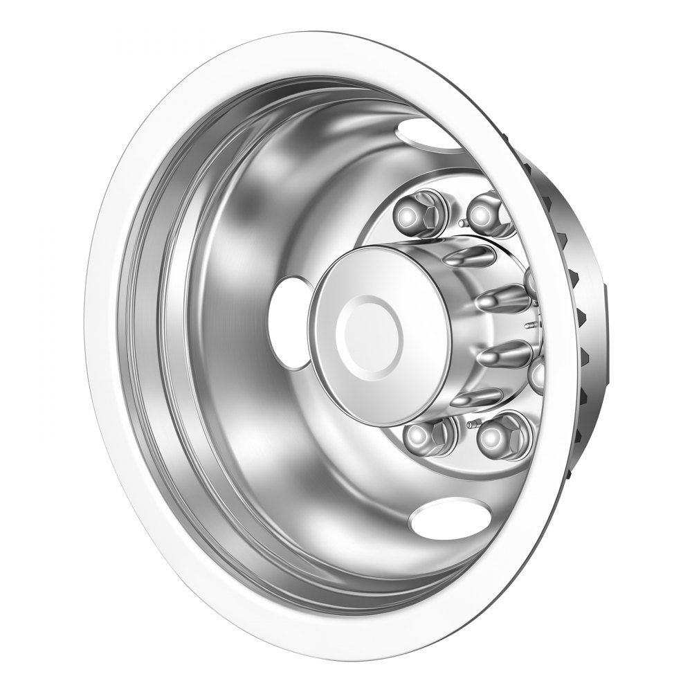 VEVOR 16-Inch Wheel Simulator 8 Lug SUS304 Stainless Steel Rear Wheel Cover, Fit 1975-2025 Ford E350, E450 Models, 4 Hand Holes, Heavy-Duty Polished Appearance, Upgrade Replacements, for Trucks RVs