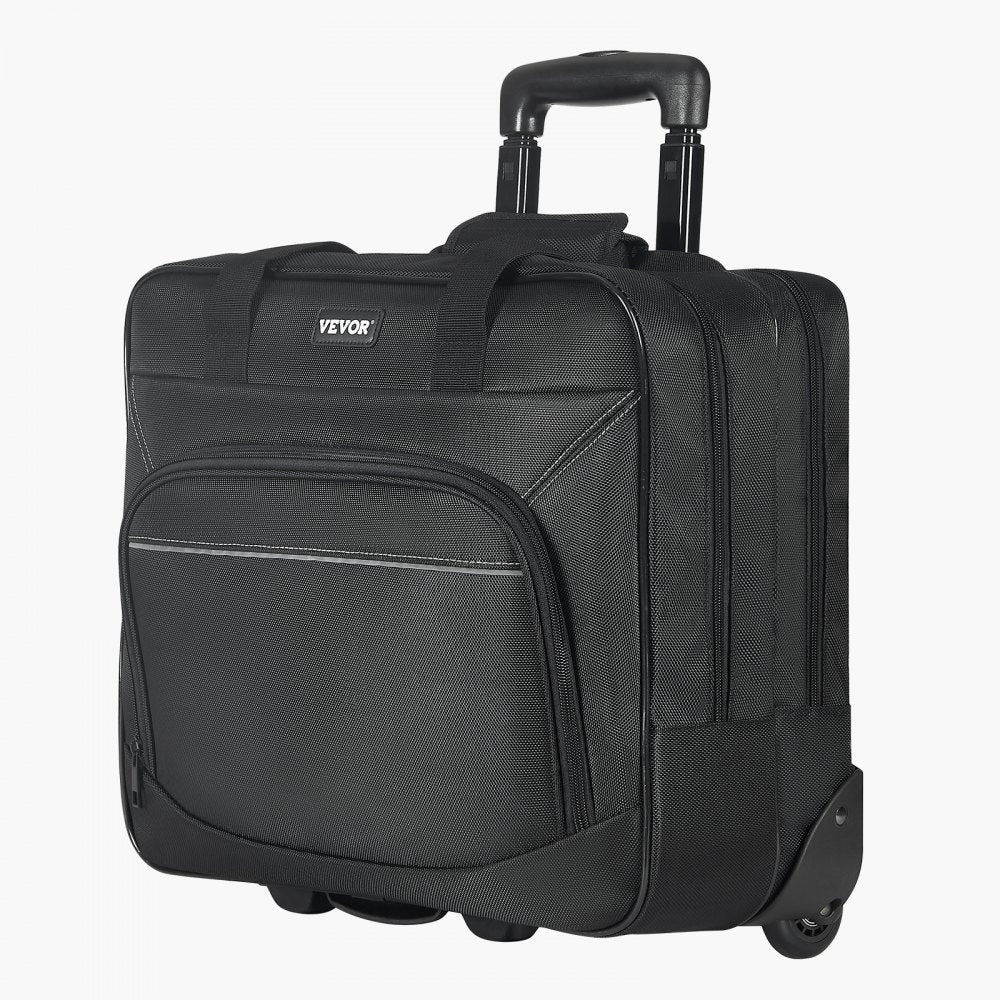 VEVOR Rolling Laptop Bag, Fits Up to 15.6 Inch Laptop, Wheeled Briefcase, Roller Computer Tote Bag with Wheels & Telescoping Handle, Laptop Case for Work Travel Business Office, Women & Men (Black)