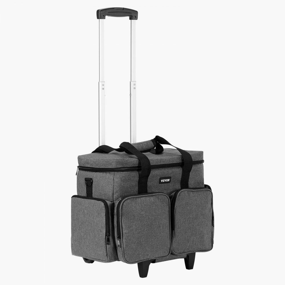 VEVOR Rolling Laptop Bag, Fits Up to 15.6 Inch Laptop, Wheeled Briefcase, Teacher Roller Computer Tote Bag with Detachable Trolley & Telescopic Handle, Laptop Case for Work Travel, Women & Men (Gray)