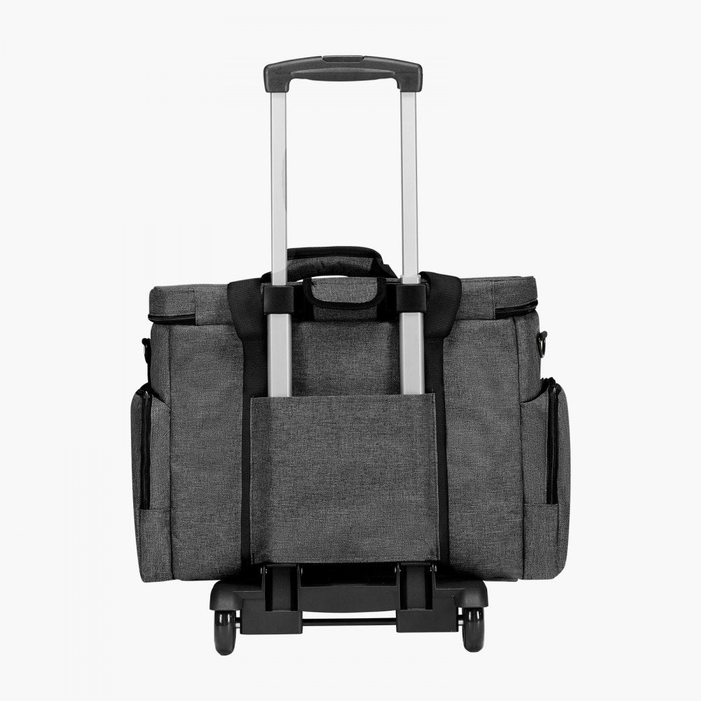 VEVOR Rolling Laptop Bag, Fits Up to 15.6 Inch Laptop, Wheeled Briefcase, Teacher Roller Computer Tote Bag with Detachable Trolley & Telescopic Handle, Laptop Case for Work Travel, Women & Men (Gray)