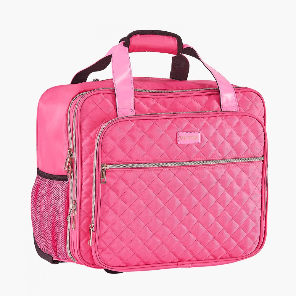 VEVOR Rolling Laptop Bag, Fits Up to 17.3 Inch Laptop, Wheeled Briefcase, Roller Computer Tote Bag with 2 Fixed Wheels & Telescoping Handle, Laptop Case for Work Travel Business Office, Red