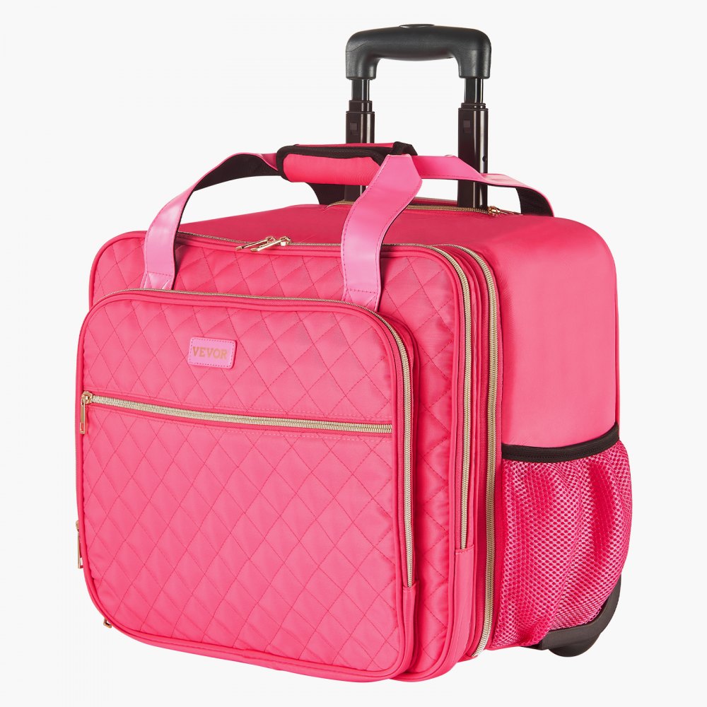 VEVOR Rolling Laptop Bag, Fits Up to 17.3 Inch Laptop, Wheeled Briefcase, Roller Computer Tote Bag with 2 Fixed Wheels & Telescoping Handle, Laptop Case for Work Travel Business Office, Red