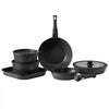 VEVOR 17 Piece Pots and Pans Set, Granite Nonstick Detachable Handle Cookware, Space Saving Induction Cookwares, Kitchen RV Cooking Sets with Frying, Sauce, Saute, Tempered Glass Lid, Oven Safe, Black