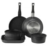 VEVOR 17 Piece Pots and Pans Set, Granite Nonstick Detachable Handle Cookware, Space Saving Induction Cookwares, Kitchen RV Cooking Sets with Frying, Sauce, Saute, Tempered Glass Lid, Oven Safe, Black