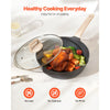 VEVOR 17 Piece Pots and Pans Set Nonstick, Granite Cookware Set, Induction Cookwares, Kitchen RV Cooking Sets with Frying, Sauce, Saute, Tempered Glass Lids, and Pan Protectors, Black