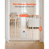 VEVOR Baby Gate for Stairs, 29.5-43 in Adjustable Width, Baby Gate with Adjustable Cat Door, with Pressure Mount Kit and Wall Mount Kit, Secure Metal Pet Door for Stairs, Doorways, and House, White