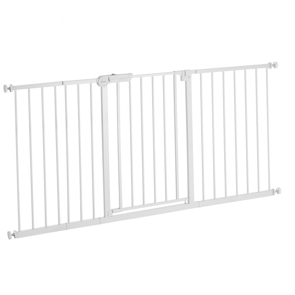 VEVOR Baby Gate, 60.6-63.3 Inches Adjustable Width, 30 Inches High Dog Gate, Easy Step Walk Thru, for Child Pet Security, Pressure Mount Kit, Wall Cups, One-Hand Open, for Stairs and Doorways, White