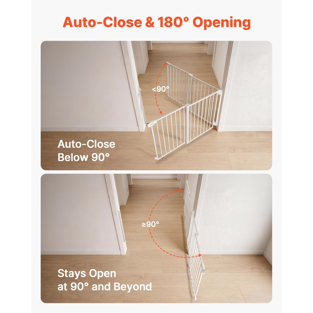 VEVOR Baby Gate for Stairs, 31-48 in Adjustable Width, 30 in High Dog Gate, No Bottom Bar, One-Handed Operation, Easy Drilling Installation with Hardware Kit, for Stairs, Doorways, and House, White