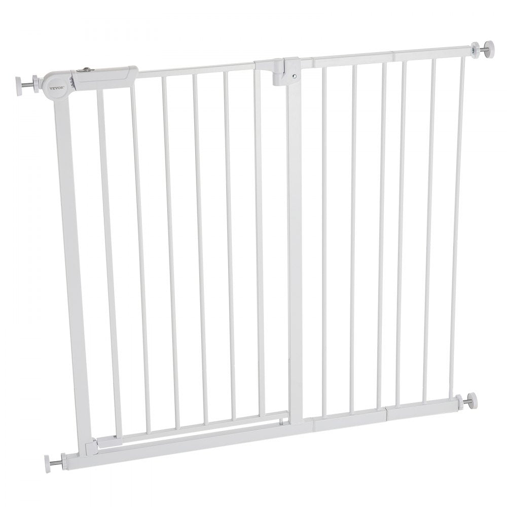 VEVOR Baby Gate, 26-40 Inches Adjustable Width, 36 Inches High Dog Gate, Easy Step Walk Thru, for Child Pet Security, Pressure Mount Kit, Wall Cups, One-Hand Open, for Stairs and Doorways, White