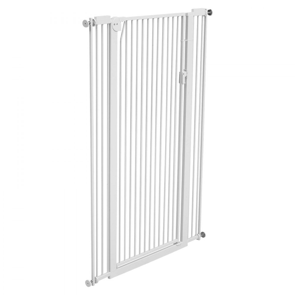 VEVOR Extra Tall Pet Gate for Cats, 29-41 in Adjustable Width, 56 in High Dog Gate, with Pressure Mount Kit and Wall Mount Kit, 1.3 in Narrow Bar Spacing, for Stairs, Doorways, and House, White