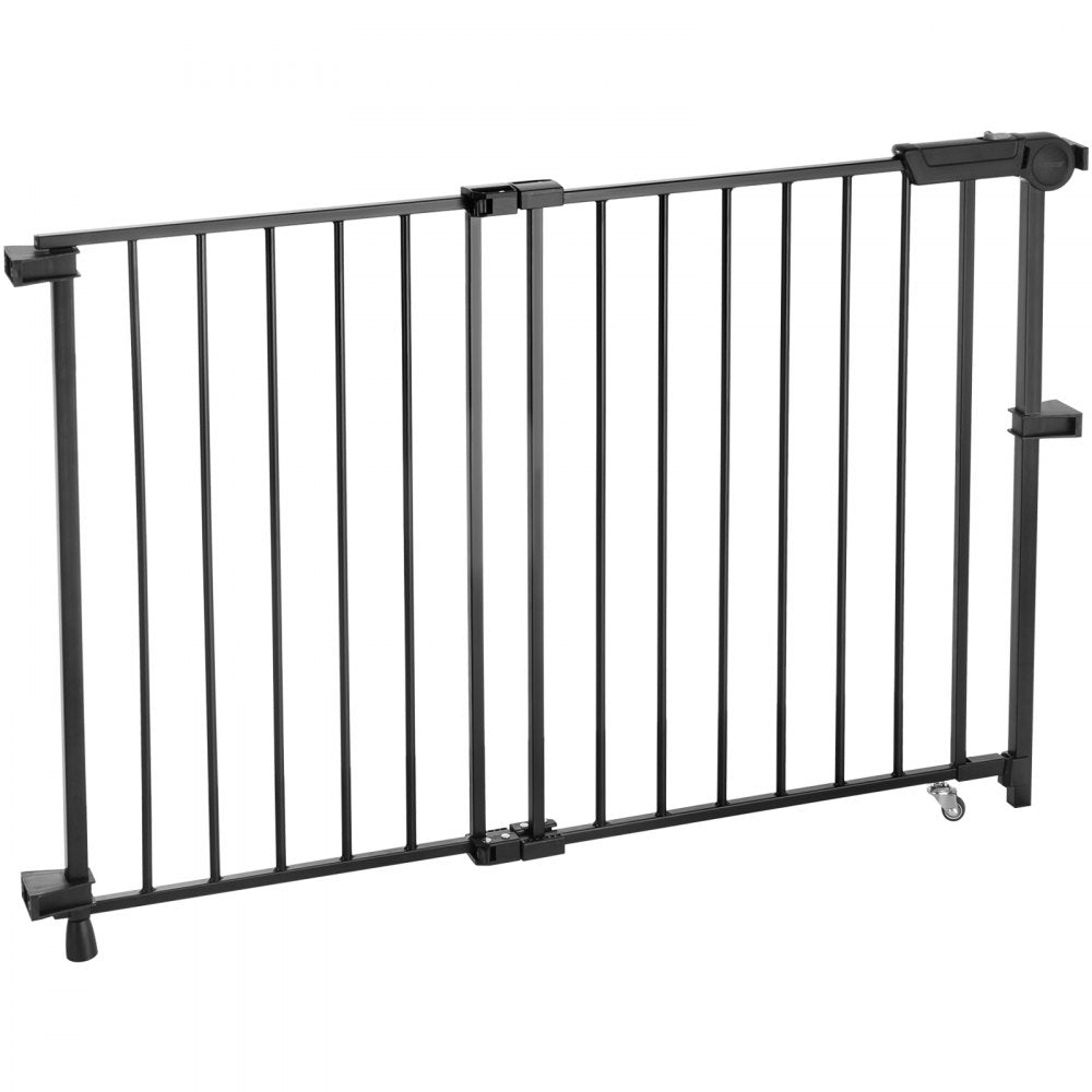 VEVOR Baby Gate, 29.5-43 Inches Adjustable Width, 28 Inches High Dog Gate, No Threshold Bar, Easy Step Walk Thru, for Child Pet Security, with Screws, One-Hand Open, for Stairs and Doorways, Black