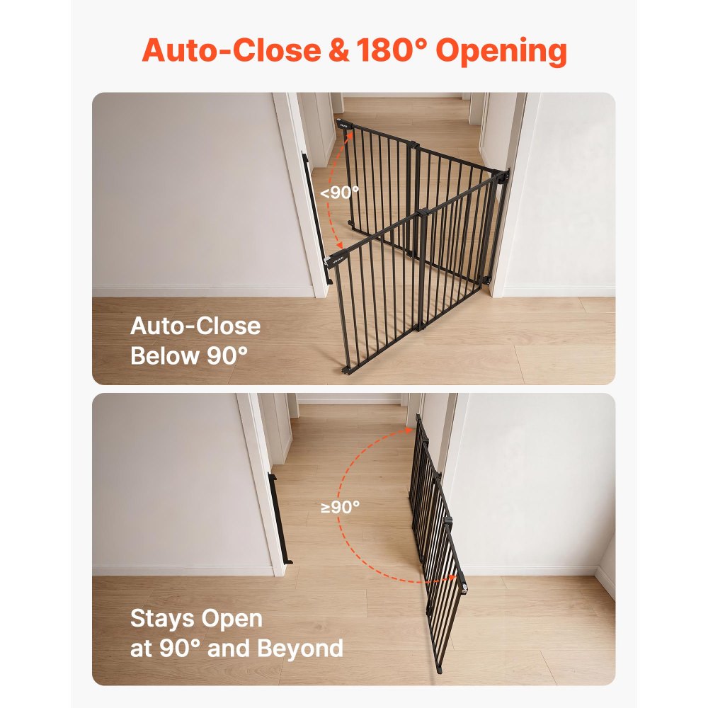 VEVOR Baby Gate for Stairs, 31-48 in Adjustable Width, 30 in High Dog Gate, No Bottom Bar, One-Handed Operation, Easy Drilling Installation with Hardware Kit, for Stairs, Doorways, and House, Black