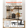 VEVOR Baby Gate for Stairs, 29.5-43 in Adjustable Width, Baby Gate with Adjustable Cat Door, with Pressure Mount Kit and Wall Mount Kit, Secure Metal Pet Door for Stairs, Doorways, and House, Black