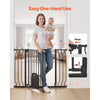 VEVOR Baby Gate for Stairs, 29.5-43 in Adjustable Width, Baby Gate with Adjustable Cat Door, with Pressure Mount Kit and Wall Mount Kit, Secure Metal Pet Door for Stairs, Doorways, and House, Black