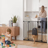VEVOR Baby Gate for Stairs, 29.5-43 in Adjustable Width, Baby Gate with Adjustable Cat Door, with Pressure Mount Kit and Wall Mount Kit, Secure Metal Pet Door for Stairs, Doorways, and House, Black