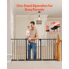 VEVOR Baby Gate, 60.6-63.3 Inches Adjustable Width, 30 Inches High Dog Gate, Easy Step Walk Thru, for Child Pet Security, Pressure Mount Kit, Wall Cups, One-Hand Open, for Stairs and Doorways, Black