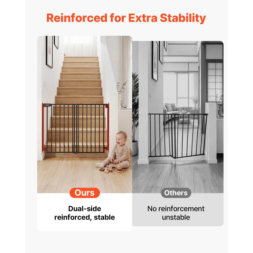 VEVOR Baby Gate for Stairs, 28-43 in Adjustable Width, 36 in High Dog Gate, No Bottom Bar, One-Handed Operation, Easy Drilling Installation with Hardware Kit, for Stairs, Doorways, and House, Black