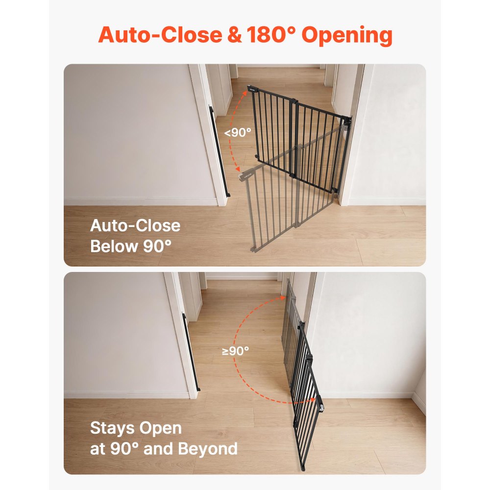VEVOR Baby Gate for Stairs, 28-43 in Adjustable Width, 36 in High Dog Gate, No Bottom Bar, One-Handed Operation, Easy Drilling Installation with Hardware Kit, for Stairs, Doorways, and House, Black