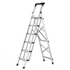 VEVOR 6 Step Ladder, Folding Step Stool with Wide Anti-Slip Pedal and Comfort Handgrip, 330 lbs Capacity Portable Aluminum Stepladder, Multi-Use for Kitchen, Warehouse, Household and Office, Silver