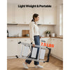 VEVOR 3 Step Ladder, Folding Step Stool with Wide Anti-Slip Pedal and Comfort Handgrip, 330 lbs Capacity Portable Aluminum Stepladder, Multi-Use for Kitchen, Warehouse, Household and Office, Silver