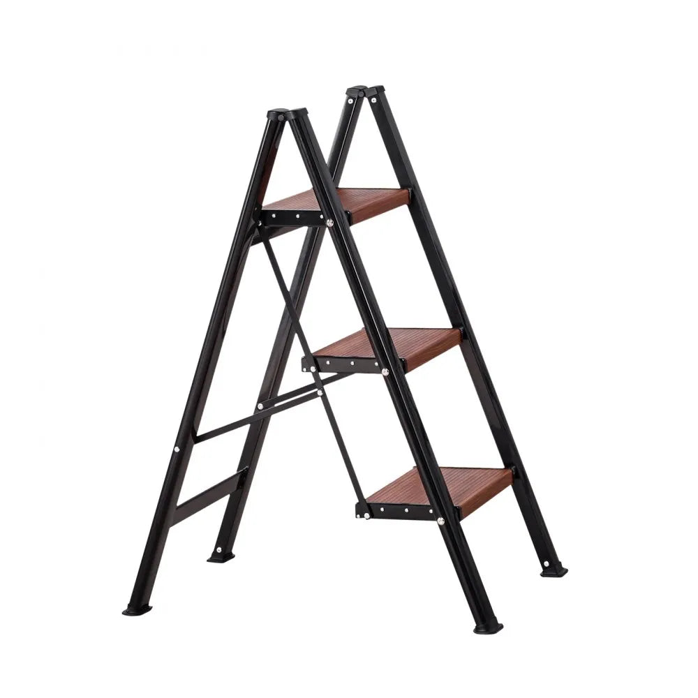 VEVOR 3 Step Ladder, Folding Step Stool with Wide Anti-Slip Pedal and Comfort Handgrip, Lightweight 330 lbs Capacity Portable Aluminum Plant Support, Multi-Use for Adults, Home Repairing, Cleaning
