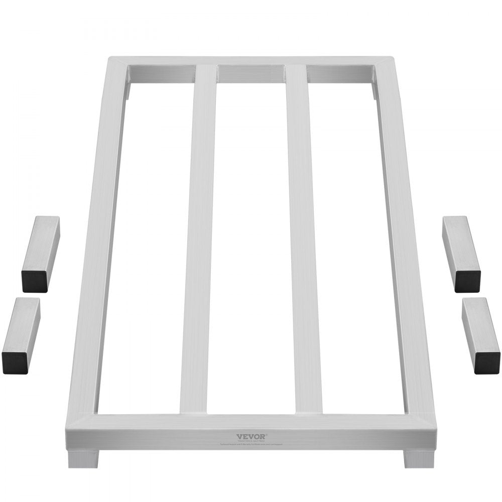 VEVOR Aluminum Dunnage Rack, 48” x 20” Commercial Food Floor Rack, 8” Off the Floor, 1800 lbs Capacity All-Welded Aluminum Storage Rack, for Storage in Restaurants, Kitchens, Garages and Vehicles