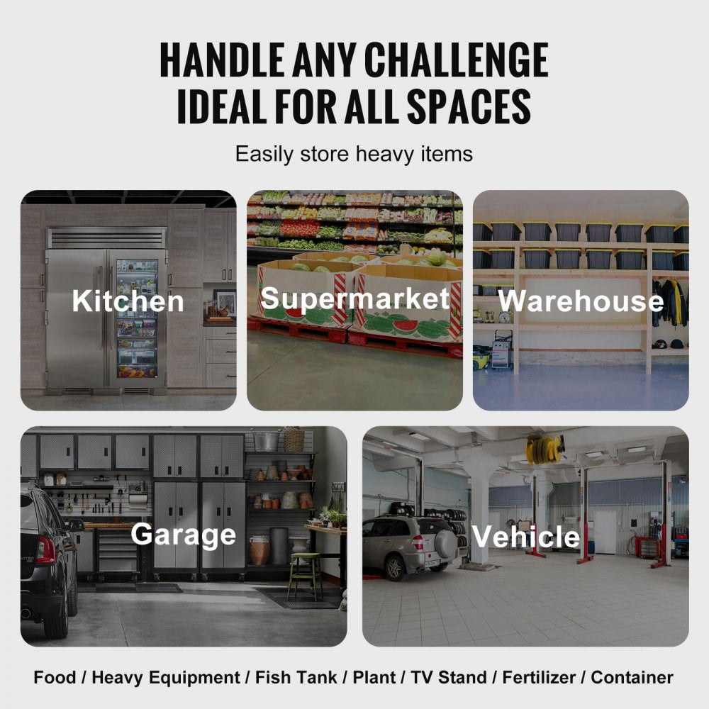 VEVOR Aluminum Dunnage Rack, 24” x 14” Commercial Food Floor Rack, 8” Off the Floor, 1000 lbs Capacity Adjustable Aluminum Storage Rack, for Storage in Restaurants, Kitchens, Garages and Vehicles
