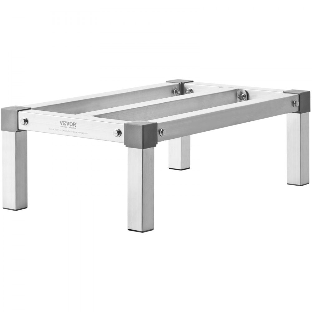 VEVOR Aluminum Dunnage Rack, 24” x 14” Commercial Food Floor Rack, 8” Off the Floor, 1000 lbs Capacity Adjustable Aluminum Storage Rack, for Storage in Restaurants, Kitchens, Garages and Vehicles